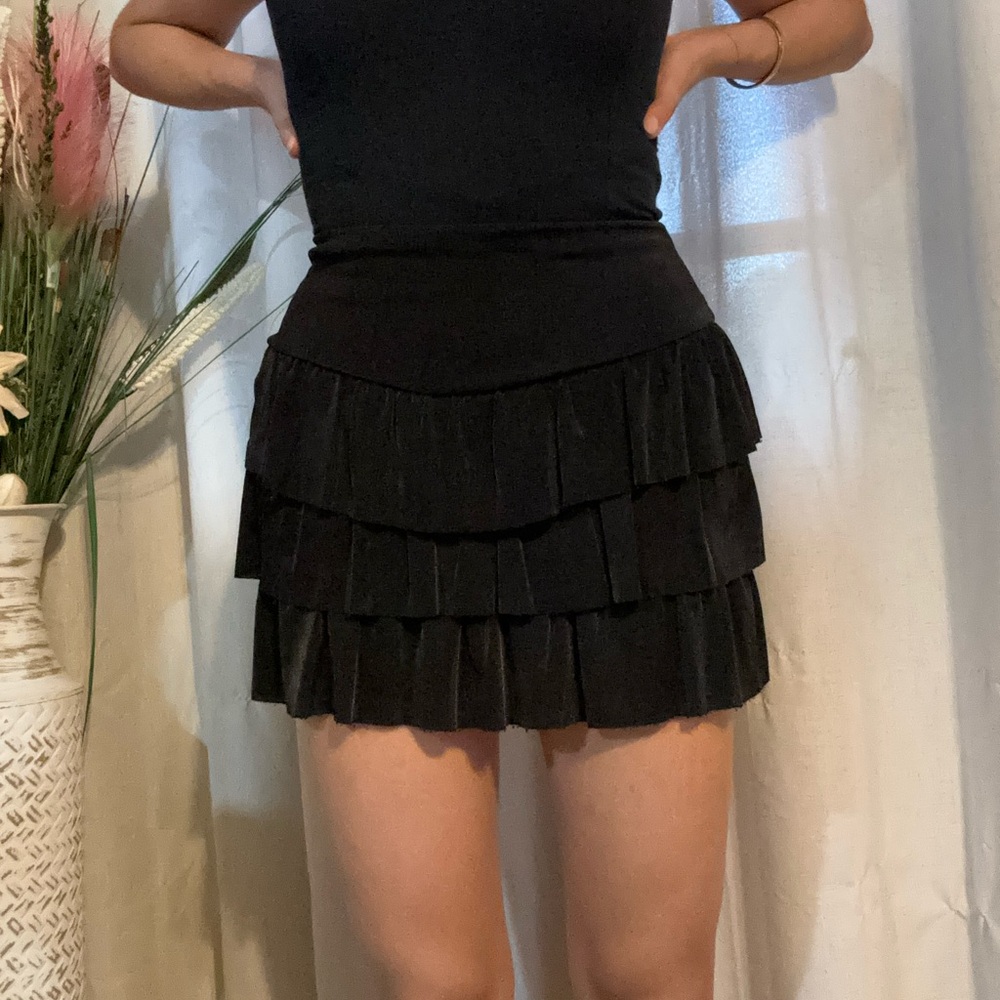 Flowy Satin Black Mini Skirt